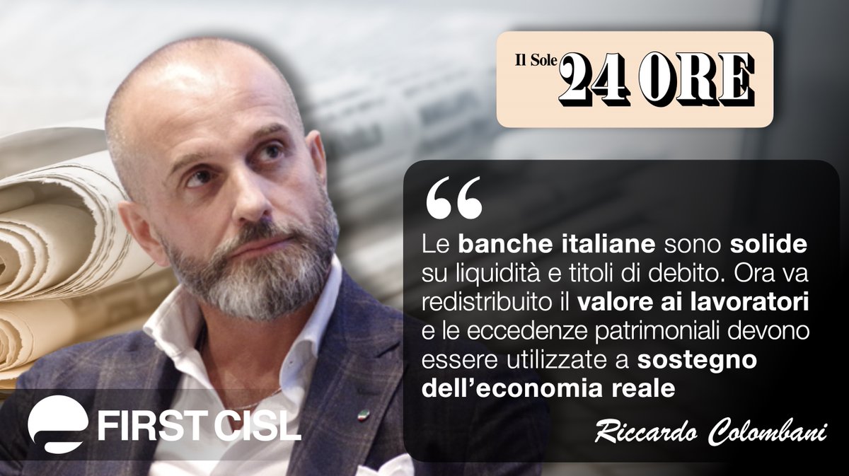 🏦#RiccardoColombani: le #banche italiane sono #solide su liquidità e titoli di debito. Ora va redistribuito il valore ai #lavoratori e le eccedenze patrimoniali devono essere utilizzate a sostegno dell’#economiareale

🔎📊Qui l’analisi di #FirstCisl: tinyurl.com/2p8vcey6