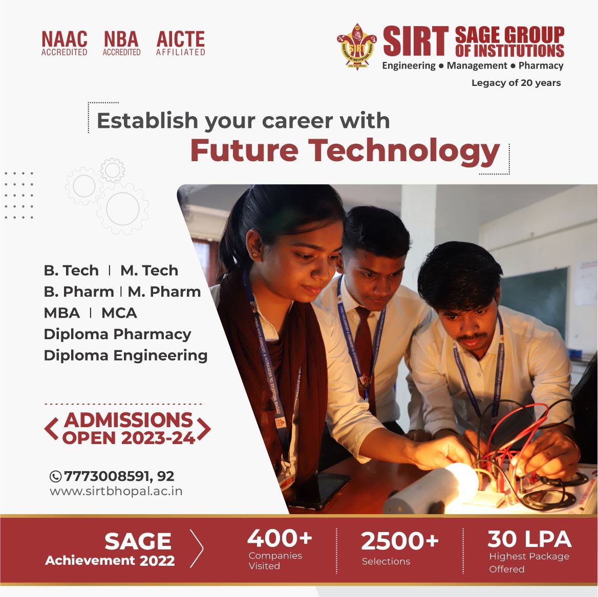 @SageUniBhopal Admission Open 2023-24. 

Visit
sirtbhopal.ac.in
For more details. 
#sirt_bhopal 
#bestengineeringcollege 
@AgrawalSanjeev4 @Shivani130295 @SakshiAgrawal05
