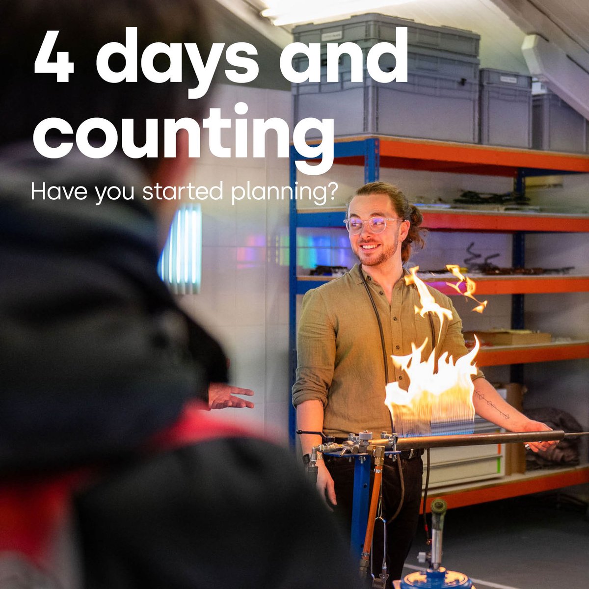 Four days and counting! Have you started planning?

Join us for Artwalk, Wednesday 31 May, 17:00 – Late.

👉 zurl.co/QWkQ 

[ID: A man is doing a neon making demonstration for a group of people. "4 days and counting" is written over the top.]
