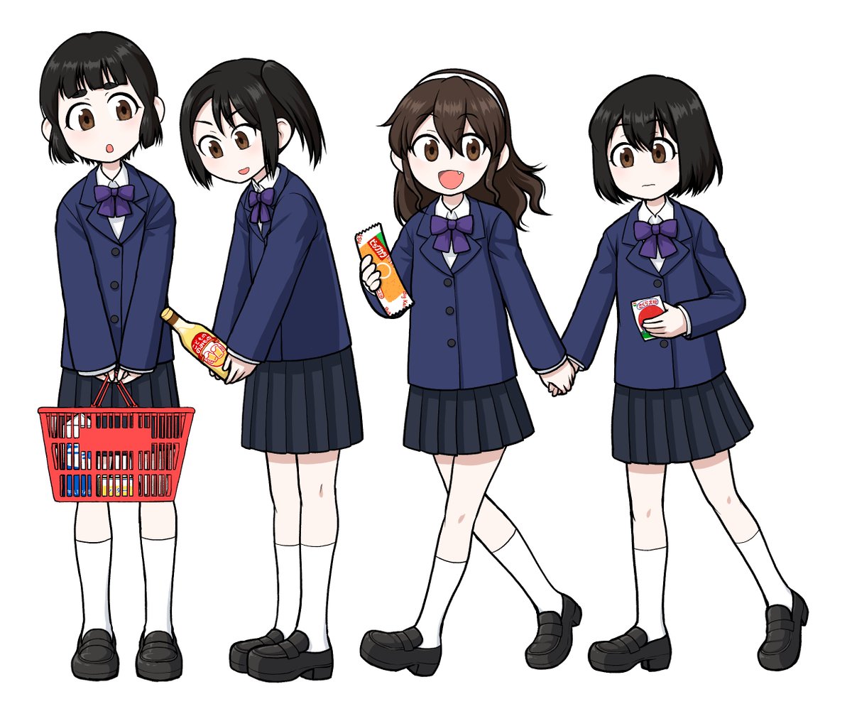 ashigara (kancolle) ,myoukou (kancolle) multiple girls 4girls short hair long hair skirt brown eyes black hair  illustration images