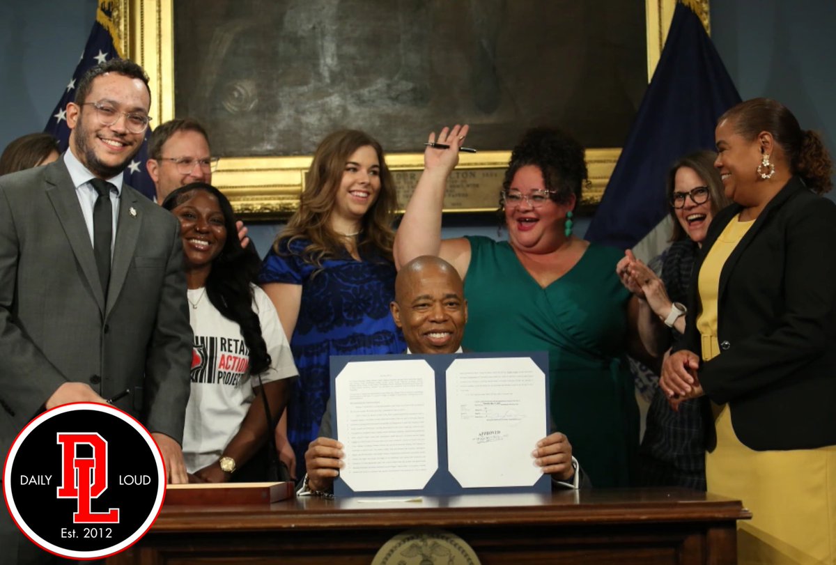 DailyLoud's tweet photo. Mayor Eric Adams signs bill outlawing weight discrimination in New York City. https://t.co/j0C9NrrVP2