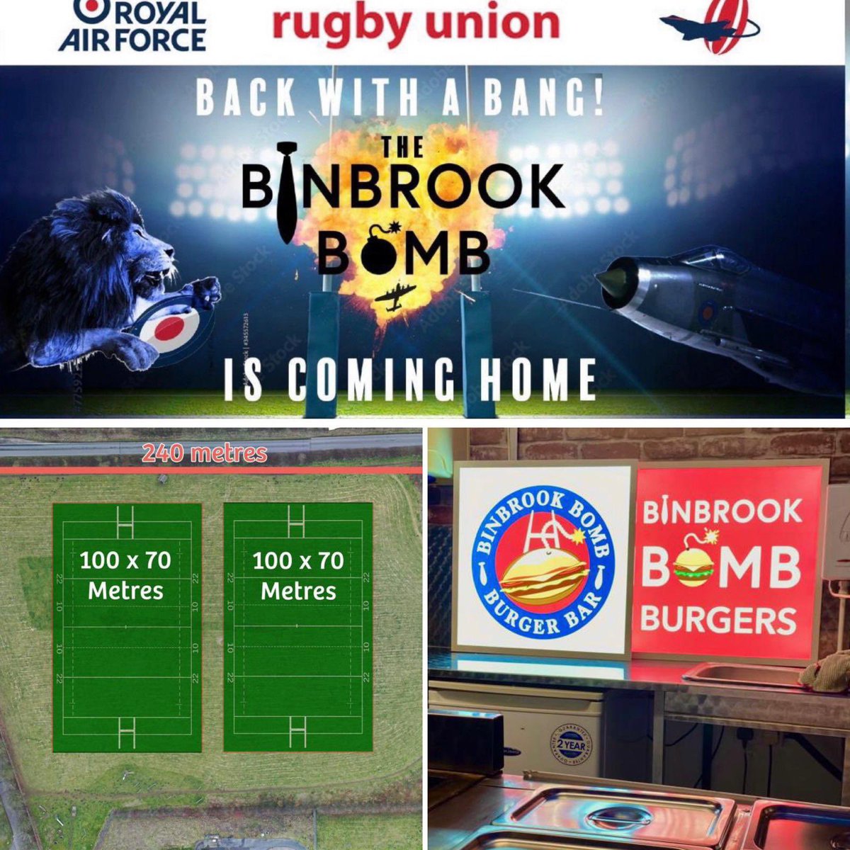 💣Are you ready for the return of the Binbrook Bomb to be held at RAF Binbrook on 7 June 2023! 
Rugby, food and a great celebration of RAFRU and RAF History!💣
📍RAF Binbrook site, Lincolnshire, LN8 6HF
⏰ 7th June 2023 - All day event 
🎟️ Free admission
🍔🥤Refreshments on site
