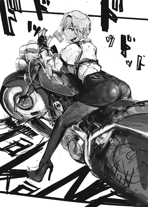 バイク描いてた