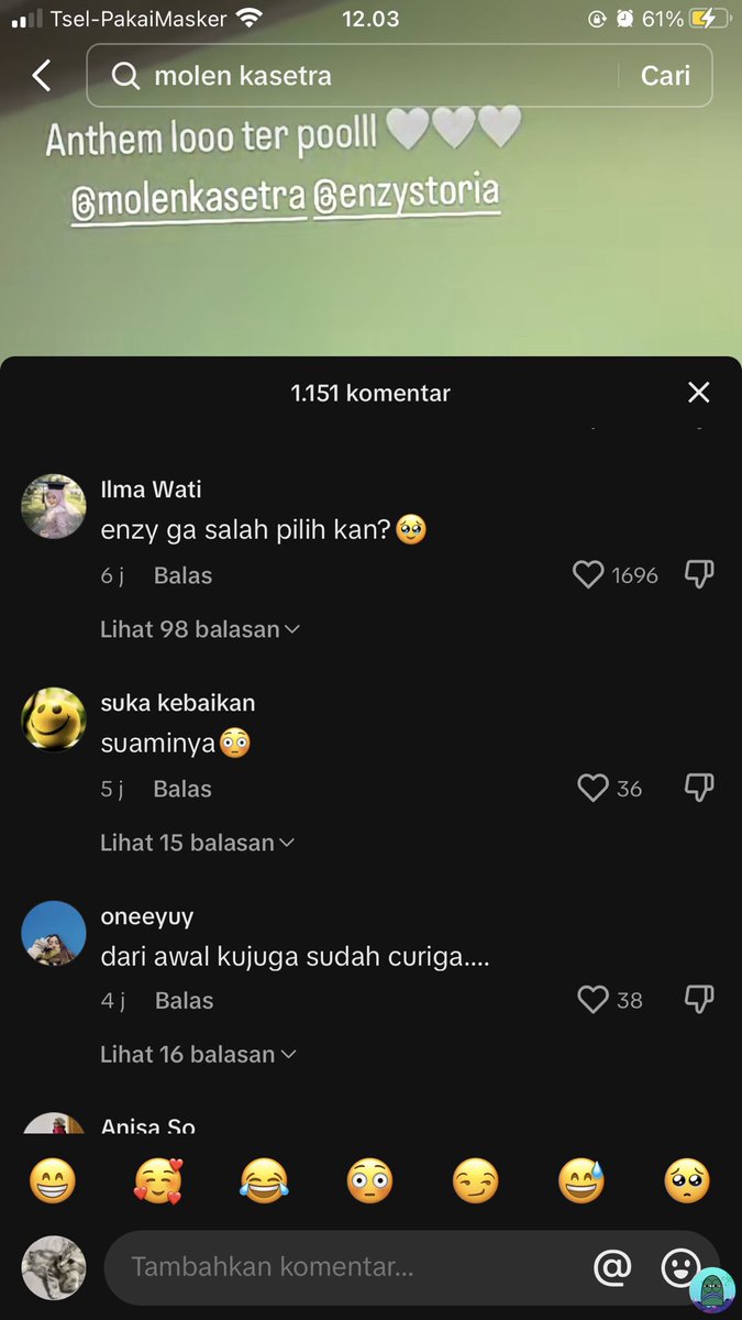 tanyarl CW// TIK TOK ini salah 3 dari sekian komen tentang pernikahan enzy yang nilai sikap suaminya padahal mah normal normal aja anjirrrrr emang netijen maha tau