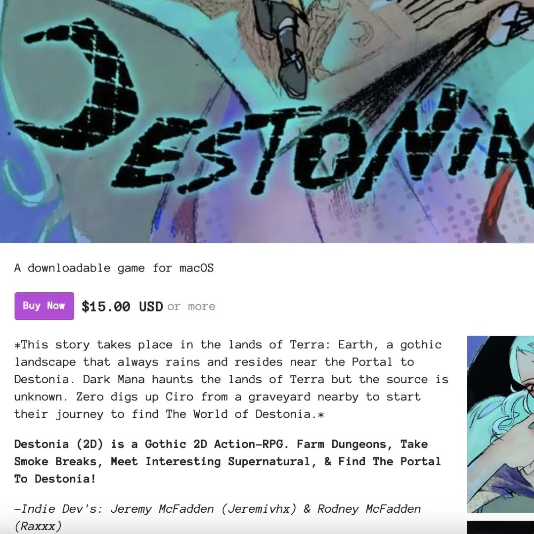 Destonia (2D) is Out Now! // Available on Itch Io!! 🌐💎💻™ 
++

#gamedev #gothikastudios 
#destonia2D #indiedev 
#itchio #indiegame #RPG
#destonia 

gothikastudios.itch.io/destonia2d