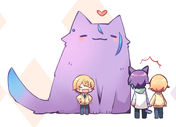 multiple boys purple hair animal ears tail blonde hair cat ears cat tail  illustration images