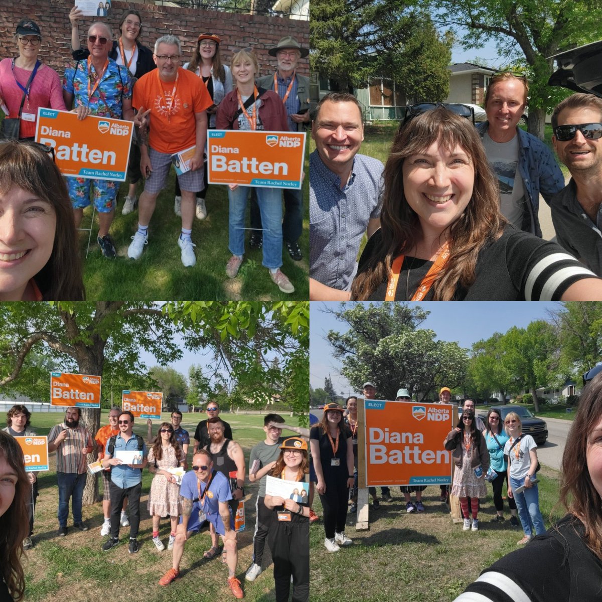 DianaBatten_'s tweet photo. What a day!!
We canvassed, connected... oh &amp; we were visited by @RachelNotley!
Folks are hopeful for the first time in a long time. 
May 29th couldn't be here soon enough 🧡
#TeamDiana #TeamNagwan https://t.co/ae9gpbmtBg