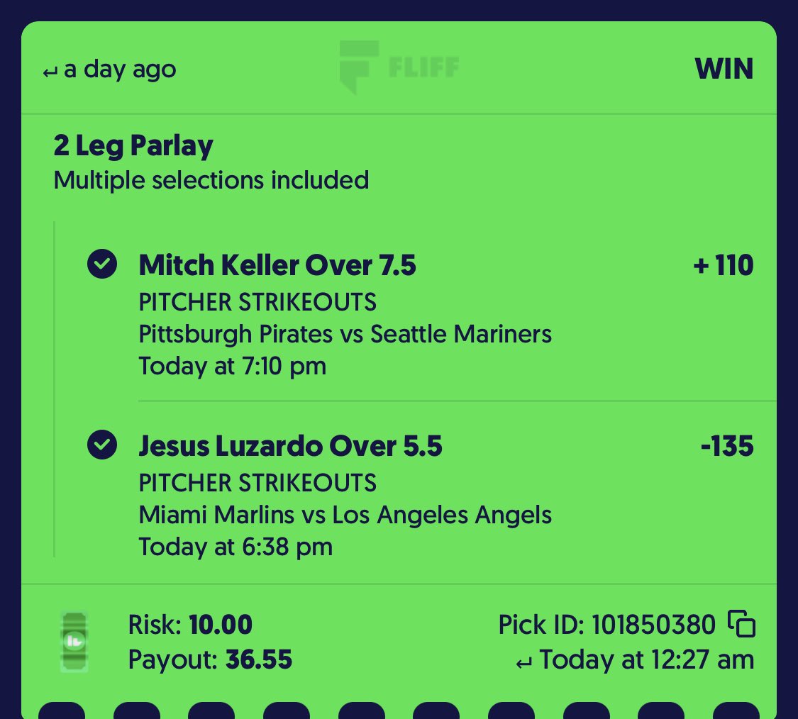 619_DFS's tweet photo. Ez Friday💰💰💰🛫 Picks from @MlbPropKid 🤑🤑🤑. We’ll be here all week✅✅✅#fliff #MLB #GambingTwitter #PrizePicks #casualfriday #bandemic #runupthedigits https://t.co/QJC31G5T76