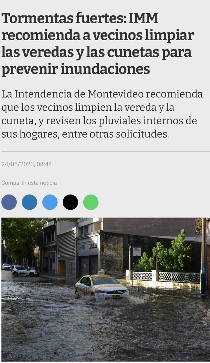 Una lluvia y se inundan varias calles en distintas zonas de Montevideo. Cero acción en años respecto a la limpieza de boca calles y basura que generan esta situación , pero <a href="/gmonce/">Guillermo Moncecchi</a> y <a href="/CosseCarolina/">Carolina Cosse</a> estaban meta Twitter con el tema agua… y lo peor, mandan al vecino a limpiar.