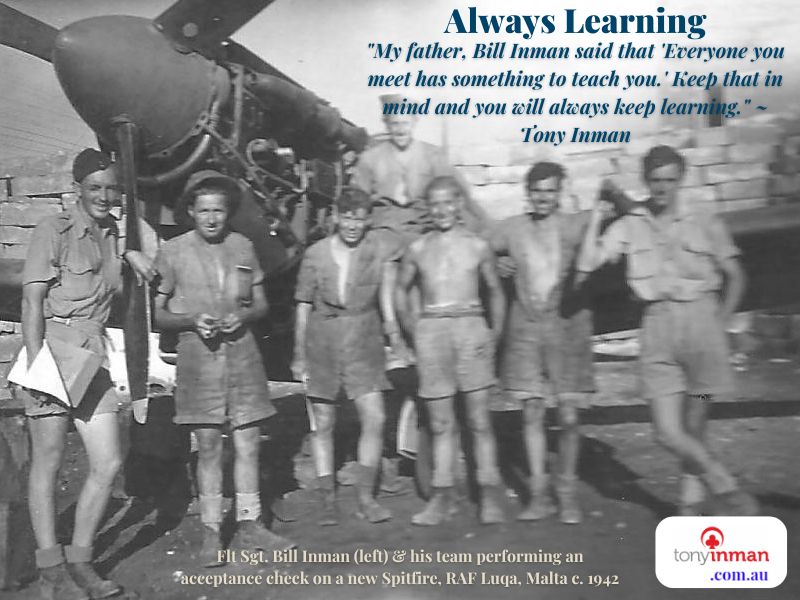 Tonaldo61's tweet image. Always Learning – “My father, Bill Inman said that ‘Everyone you meet has something to teach you.’ Keep that in mind and you will always keep learning.” ~ 𝐓𝐨𝐧𝐲 𝐈𝐧𝐦𝐚𝐧 #personalandprofessionaldevelopment