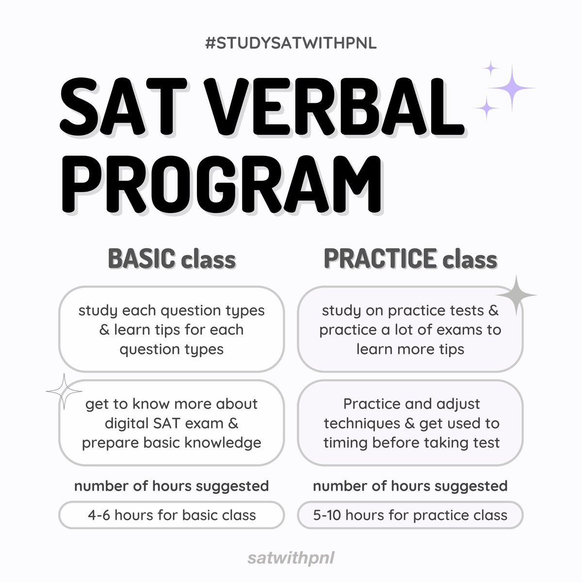 ˗ˏˋ SAT VERBAL PROGRAM ´ˎ˗ 

BASIC CLASS 🚶‍♂️💭
☆ Study each question types

PRACTICE CLASS 📑🖊
☆ STUDY QUESTIONS

♡ สอนโดย P'Ploy 

#dek66 #dek67 #TCAS #TCAS66 #bbacu #bbatu #สอนsat #สอบsat #รับสอนsat #satverbal #digitalsat #ติวsat #satreading #satwriting #สอนภาษาอังกฤษ