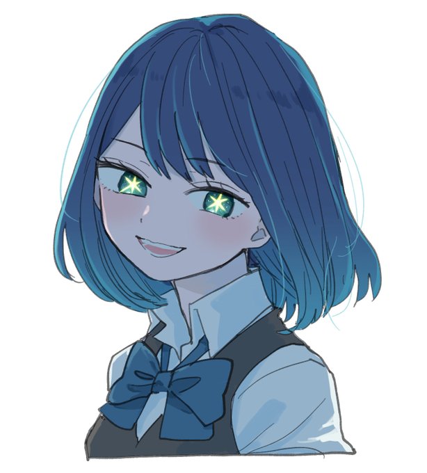 「blue hair star-shaped pupils」 illustration images(Latest)