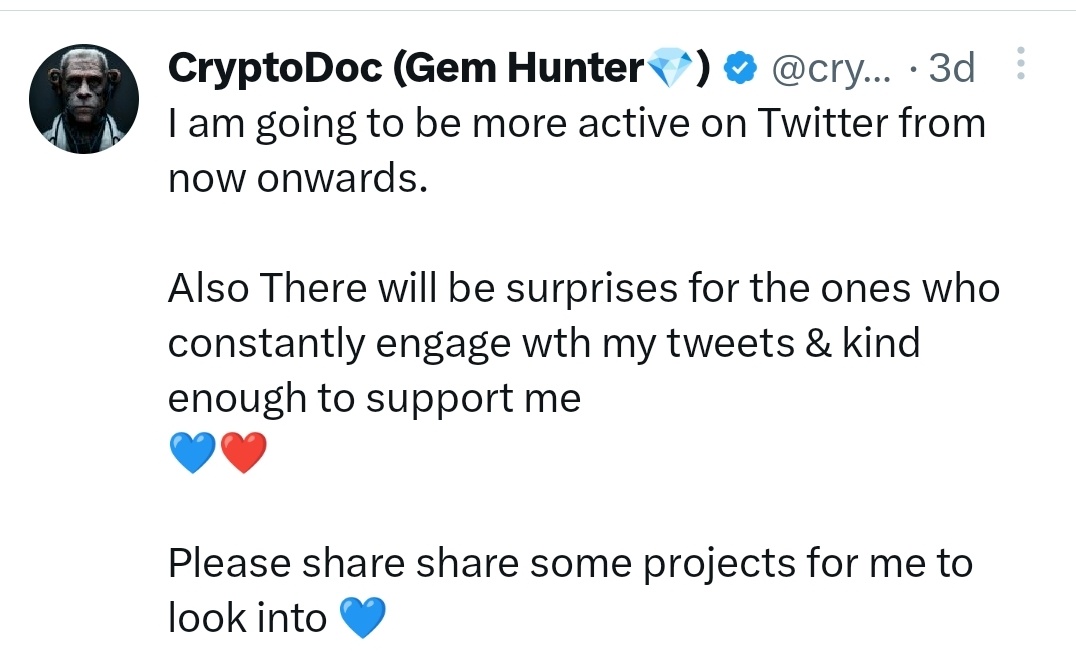 cryptodoc_'s tweet photo. Those who have engaged with this tweet which I posted 3 days ago.
Please Check your inbox.

Keep on supporting me ❤️
Really grateful 💙

I'll return the favour by sharing few of my silent trades 🥹💙

Good luck ❤️ https://t.co/Oqihr1zdKZ