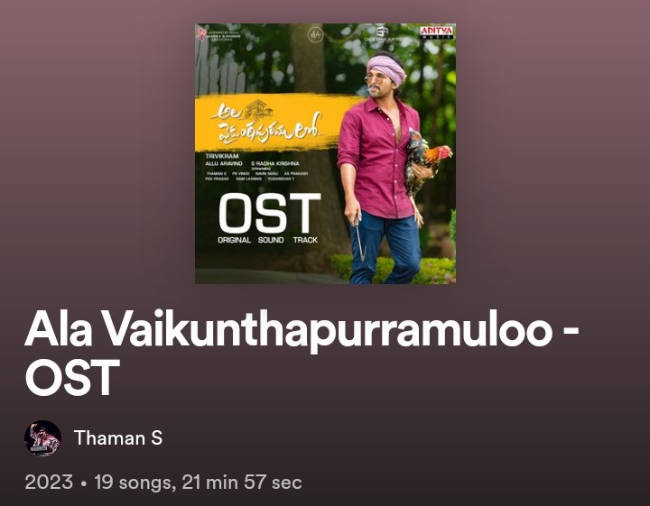 AlluBoyPraveen's tweet photo. #AlaVaikunthapurramuloo &amp; #PushpaTheRise OST Out 🤩🔥

#AVPL OST 21Min 57Sec 🤩 - https://t.co/FKAYd9wCct 

#Pushpa OST 26Min 13Sec 🔥 - https://t.co/ow4rKMr816 

@MusicThaman &amp; @ThisIsDSP Rocking in Their Way 🔥💥

#AlluArjun𓃵 #Pushpa #Pushpa2TheRule https://t.co/lhUWSXA8rD
