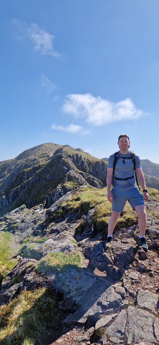 FerrierPumps's tweet photo. Our Area Sales Manager David McIntosh took advantage of the gorgeous weather to clock up another walk (9.5km, 7hrs!) on Aonach Eagach - famed as the narrowest ridge on the British mainland -  not for the faint hearted!

We've also raised over £16.5k👏💷! https://t.co/yZ4T2v2xCf https://t.co/x0rtGOmdT8
