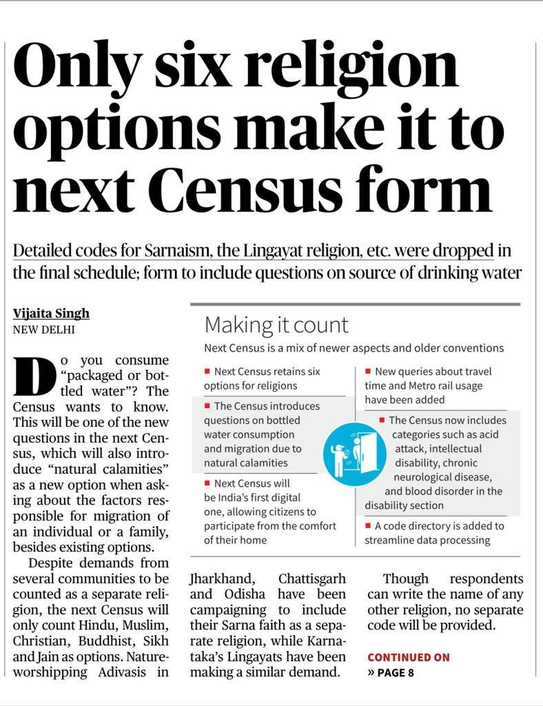 Sushant Singh (@sushantsin) on Twitter photo Important story by <a href="/vijaita/">Vijaita Singh</a>. Research shows that enumeration is driven by bias of officials but this is a blatant attempt to club those who don't see themselves as Hindus as following Hinduism. The lack of any additional code beyond the six ensures this in the final results. Important story by <a href="/vijaita/">Vijaita Singh</a>. Research shows that enumeration is driven by bias of officials but this is a blatant attempt to club those who don't see themselves as Hindus as following Hinduism. The lack of any additional code beyond the six ensures this in the final results.