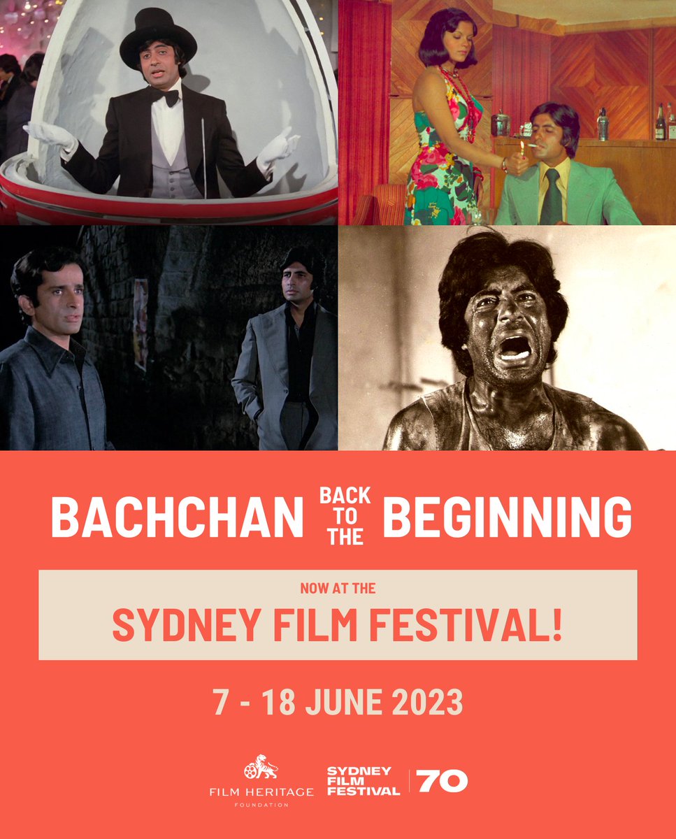 FHF_Official's tweet photo. FHF’s sensational “Bachchan Back to the Beginning” festival goes to Australia!! An opportunity in Sydney to watch 4 @SrBachchan blockbusters - Don, Deewar, Amar Akbar Anthony &amp; Kaala Patthar on the big screen at the 70th @sydfilmfest from June 7 - 18 https://t.co/0bgz3GDiNf https://t.co/nsTCgkXDCd