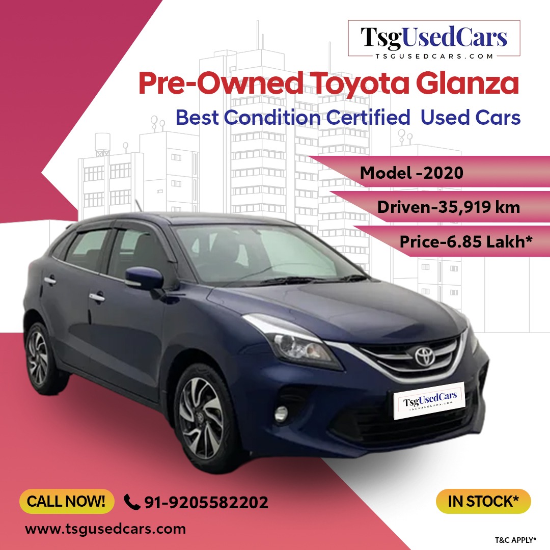 Get pre-owned #ToyotaGlanza in great shape & low mileage 35,919 km @ 6.85 Lakhs*!!
Affordable luxury at its finest.➡️#ToyotaGlanza 
👇
Call📞: 9205582202
Explore : bit.ly/ToyotaGlanza20… 
WhatsApp : bit.ly/WhatsApp_TsgUs…

#Toyotaglanza #usedcar #preownedcar #affordablecar