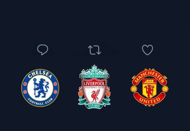 ManUtdInPidgin's tweet photo. Biggest club for inside Premier League? 

💬 Chelsea 
🔂 Liverpool 
❤️ Manchester United https://t.co/2SqJkv2ko1