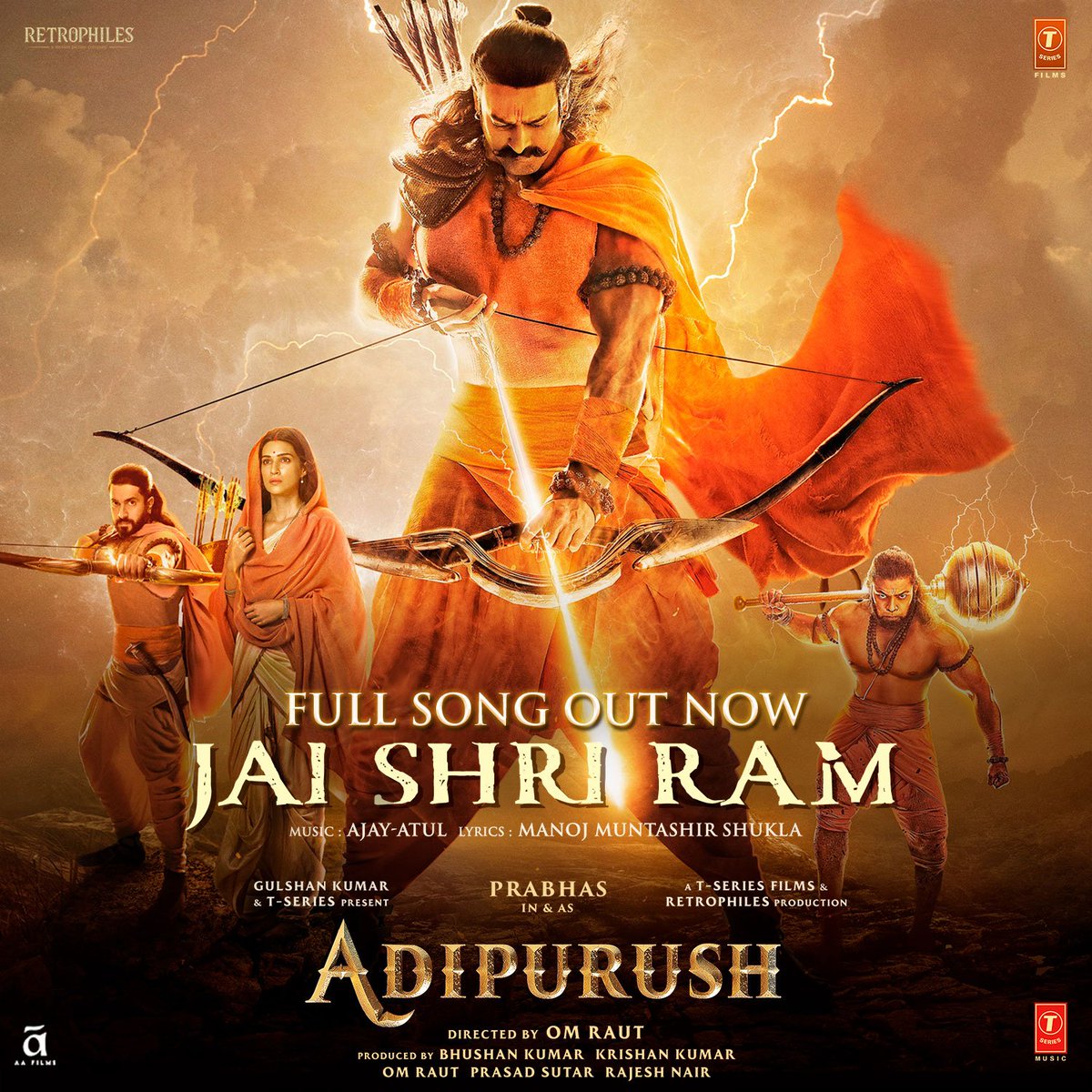 #JaiShriRam (From #Adipurush) All Versions youtube.com/playlist?list=… Singers: #SonuNigam, @singer_shaan @arijitsingh @JubinNautiyal @TulsikumarTK Music: @AjayAtulOnline Lyrics: @manojmuntashir