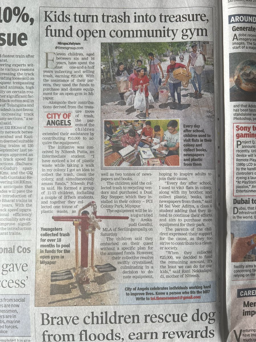 Physicist7997's tweet photo. Article about  Project Trash to Treasure in Times of India and Namasthe Telangana.. https://t.co/hV5wuazcUj
