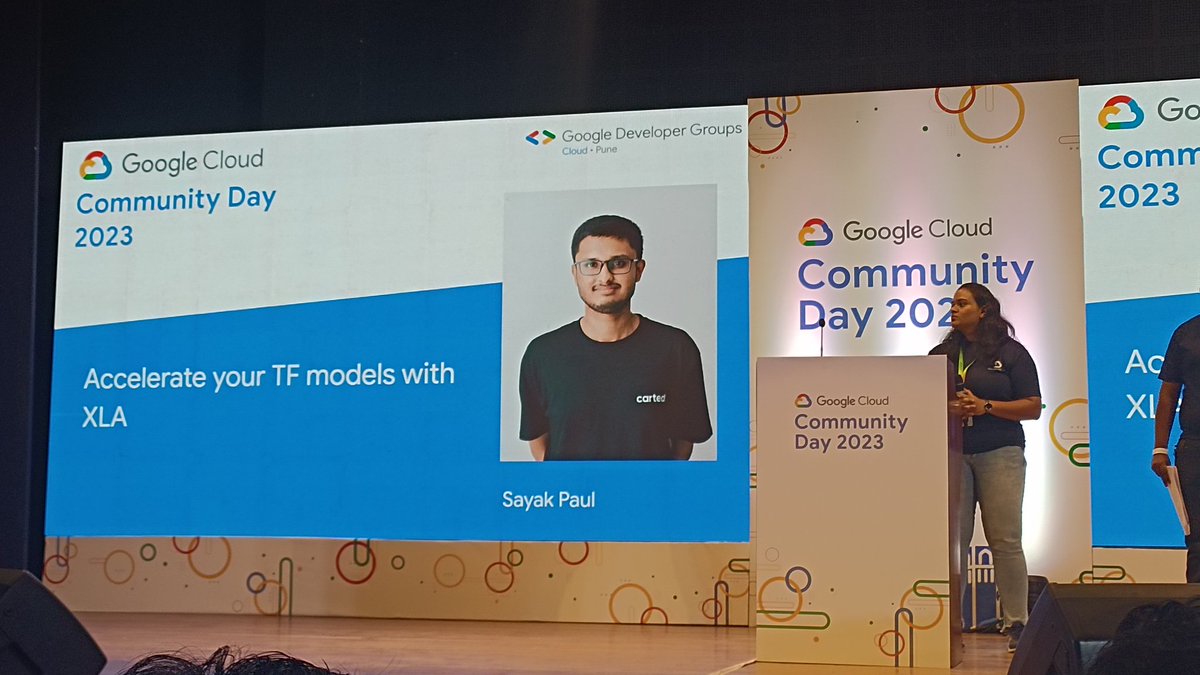 SriChai50891192's tweet photo. KEYNOTE-5:

Accelerate your Tensorflow skills 
• ELI5 primer on "fusion"
• XLA can help run TensorFlow program faster (memory and speed). Teaser: text generation can be -100% faster! Amongst other things ("ing"). 
-By sayak paul 
#GCCDPune
#GCCDPune23
#GDGCloudPune
#GoogleCloud https://t.co/58goCxA8uD