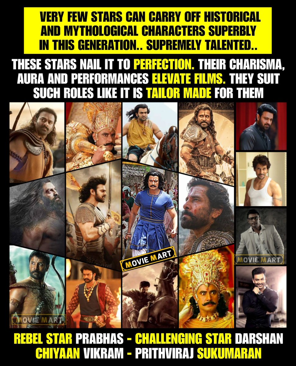 Respective Industries ans their best in Historical and Mythological films in this generation : Nobody is better than #RebelStar #Prabhas #ChiyaanVikram Challenging Star #Darshan #Dboss #PrithvirajSukumaran 🔥 #Adipurush #Kurukshetra #kranthiveerasangollirayanna #ponniyinselvan