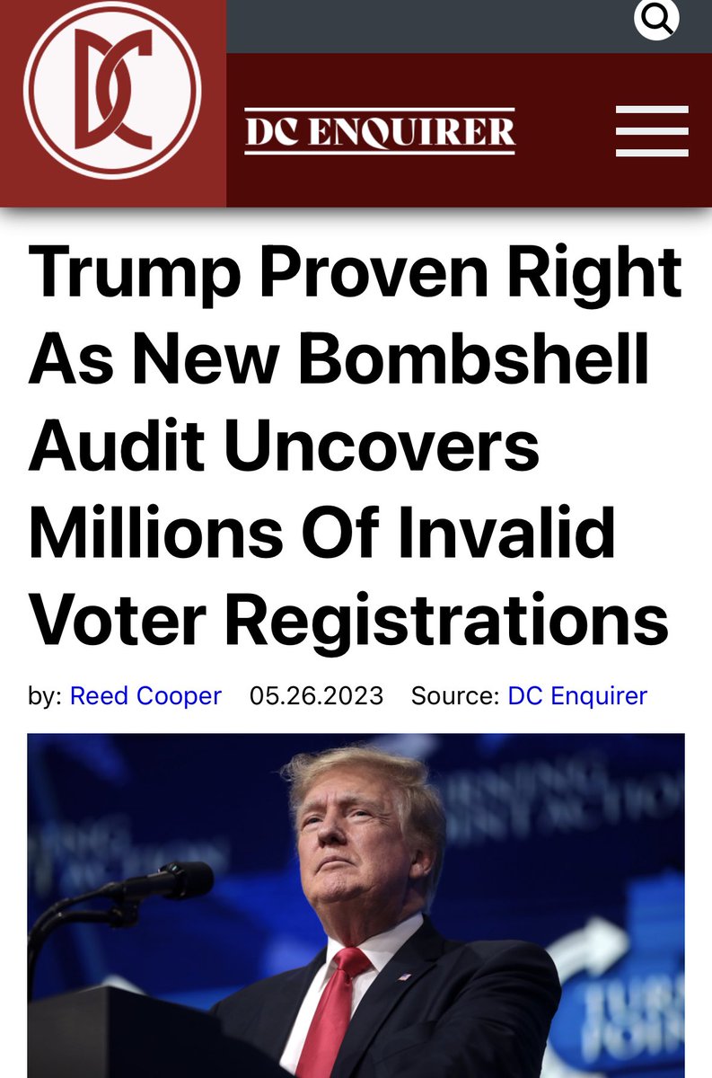 BREAKING: AUDIT SHOWS THE ELECTION WAS RIGGED

“We have uncovered millions of invalid registrations, hundreds of thousands of votes cast by legally invalid registrants, massive vote discrepancies, and the clear presence of 𝙖𝙡𝙜𝙤𝙧𝙞𝙩𝙝𝙢𝙞𝙘 𝙥𝙖𝙩𝙩𝙚𝙧𝙣𝙨 we reverse…