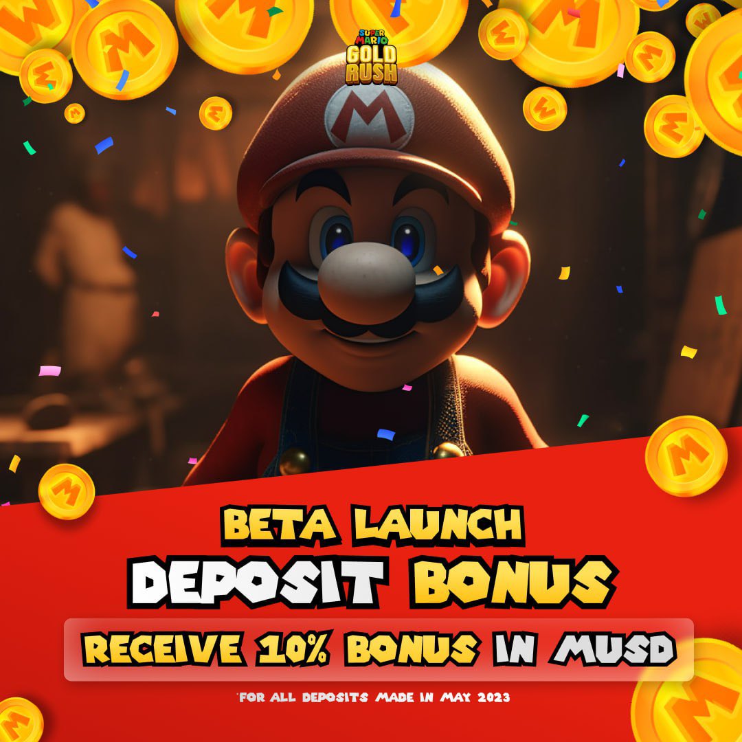 SM_GoldRush's tweet image. 💰BETA LAUNCH DEPOSIT BONUS!💰

All deposits made this month of MAY will be awarded an EXTRA 10% in MUSD! 🪙💸

⏳Available until MAY 31, 2023 2359hrs UTC ONLY. 

IT&apos;S RAINING 💰💰 AT #SMGR!
Interact with us on Discord for extra rewards! (LINK IN BIO!) 📣