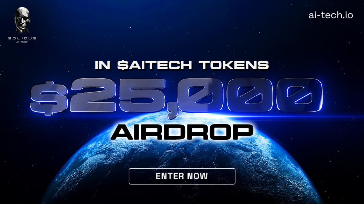 Crypto_OxineEth's tweet photo. 🤩 Feeling bullish starting the day with this massive #giveaway of $25,000 in #AITECHio tokens organized by this dedicated team with a Solid project for their strong community

📍$500 to one lucky person who would 🔻

🔹 Follow - @AITECHio

🔹 Join Gleam - https://t.co/riIy6lF3AN https://t.co/zYLR6MrJbz