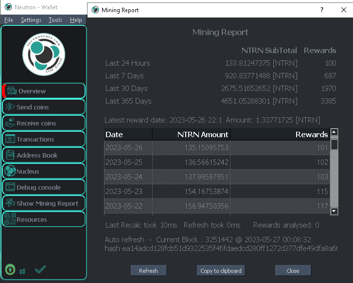 Neutron_Crypto's tweet photo. Network is Solid, 
Proof of Stake Rewards looking Good! BETA Testing New Version with Promising Results. Stay Tuned and Happy Staking! $NTRN #Bitcoin #altcoin #Neutroncoin https://t.co/WdRcMftjUC