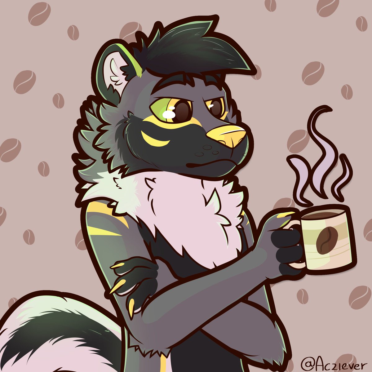 Morning coffee ☕
Art for <a href="/darmetus/">Darmetus</a> 

#furry