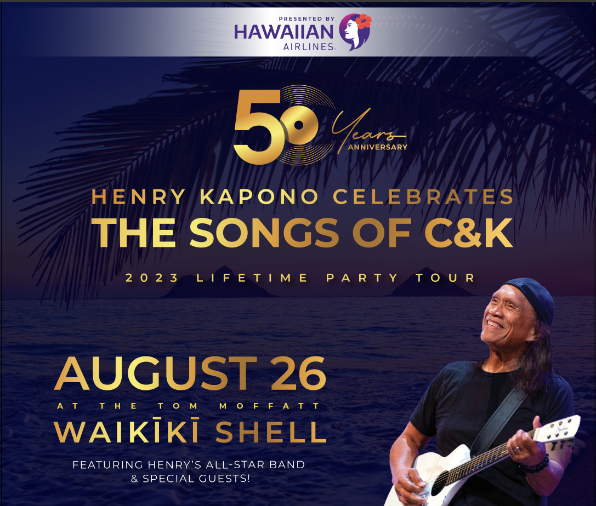 SHOW ANNOUNCEMENT!! Kapono Inc. presents @henrykapono Celebrates 50 Years of the Songs of C&K on 8/26 at 7PM at the Tom Moffatt Waikiki Shell!!! Tickets on sale on 5/26 at 10AM! ticketmaster.com/event/0A005EA5…