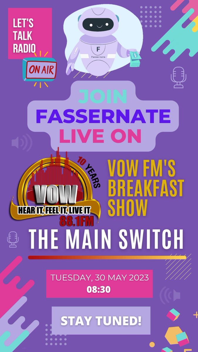 fassernate's tweet photo. Good morning my beautiful family.

If you can please join us on @vowfm #TheMainSwitch on Tuesday 30th May 2023 at 0830 am.

You support love and belief is always appreciated and  BIG thank you for all the love and support. 

Always #BelieveInYourself and #MakeItHappen. https://t.co/zMGVDjZpS4