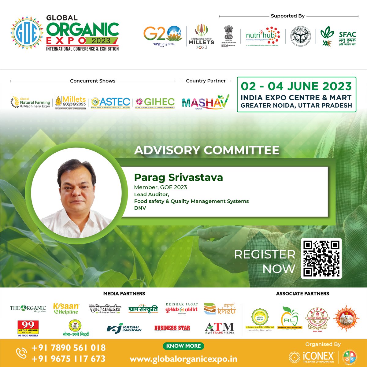 Global Organic Expo 2023 Welcomes Parag Srivastava, Lead Auditor, Food Safety & Quality Management Systems at DNV as a Advisory Committee Member of #GOE2023 Get More Information at globalorganicexpo.in #organic #organicfarming #AdvisoryCommittee #Millets #naturalfarming