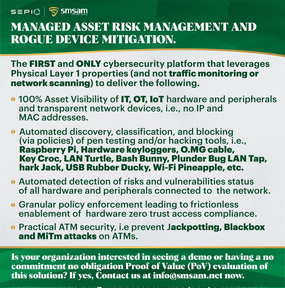 SmsamSystems's tweet image. PRACTICALLY Prevent Devastating Cyber-Attacks Via USB and Other Rogue Devices.

Just so you know, the worst cyber attack in the U.S  Department of Defense (DoD) history came from a USB drive found in a parking lot; read it here, lnkd.in/d2VUXjpj

#USBControl, #EDR, #XDR,
