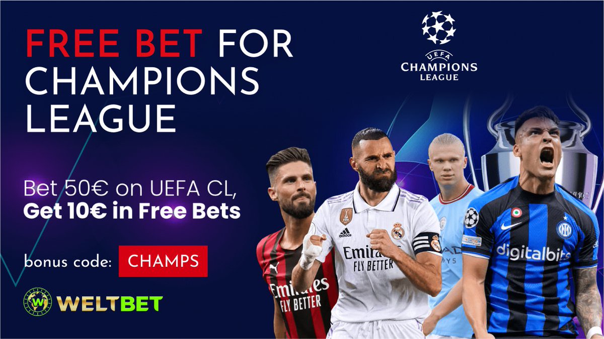 #WeltBet

Free Bet For Champions League!
FREE BET on top of the deposited amount instantly upon entering the bonus code for this promotion: CHAMPS.

weltbet.com
#casino #FREEBET #ChampionsLeague
