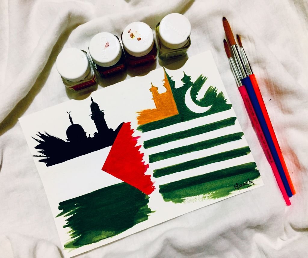 SaraReyi's tweet photo. KASHMIR ❤️ PALESTINE https://t.co/yTRrB8NvSv