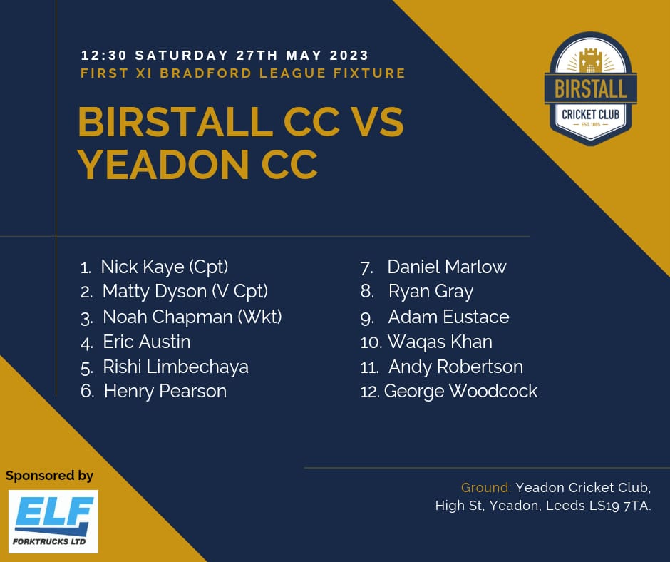 BirstallCricket's tweet photo. 🚨TEAM NEWS🚨 1st XI travel to yeadon today being the only game this weekend. Support welcomed. #upthebcc https://t.co/2xzDqzeU4H