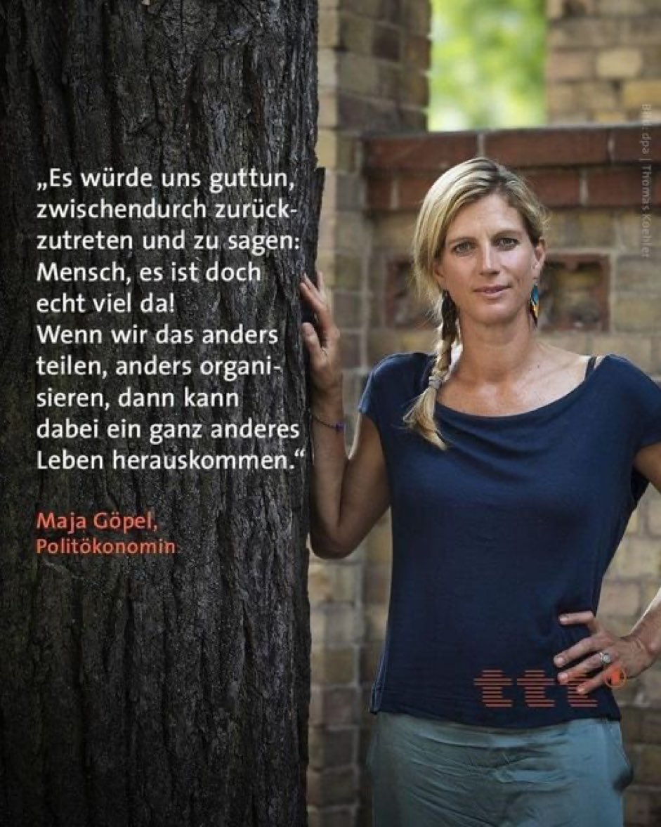 Ich wünsche mir so sehr, dass unsere Parteien, die immer noch das ewige Lied vom Wachstum singen und damit Umweltzerstörung und Ungleichheit vorantreiben, diesen Schritt zurück wagen. Es ist genug für alle da, es ist nur falsch verteilt. Danke <a href="/beyond_ideology/">Maja Goepel @beyond-ideology.bsky.social</a> fürs Aussprechen😊