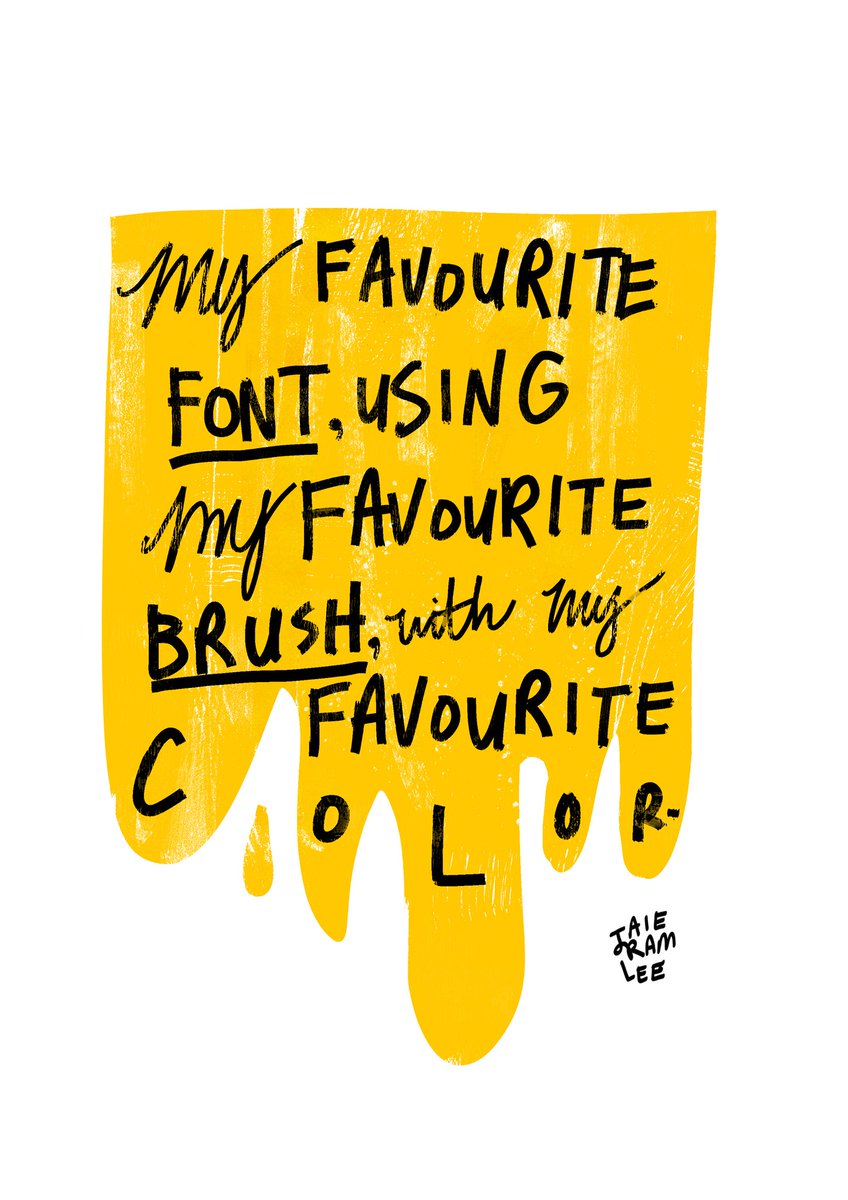 jaieramlee's tweet photo. 💛
@wacom @AdobeDrawing @Adobe
#illustration #adobe #adobefresco #yellow #brush #paint #typography #lettering #font #typeface #wacom https://t.co/civN5rCNqh