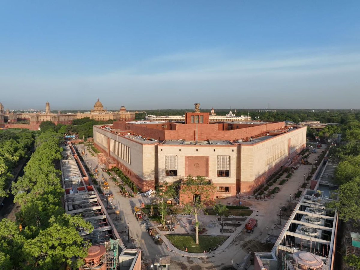 ANI's tweet photo. Delhi | The New Parliament building will be inaugurated by Prime Minister Narendra Modi tomorrow, May 28. 

#NewParliamentBuilding https://t.co/cEamIniCQV