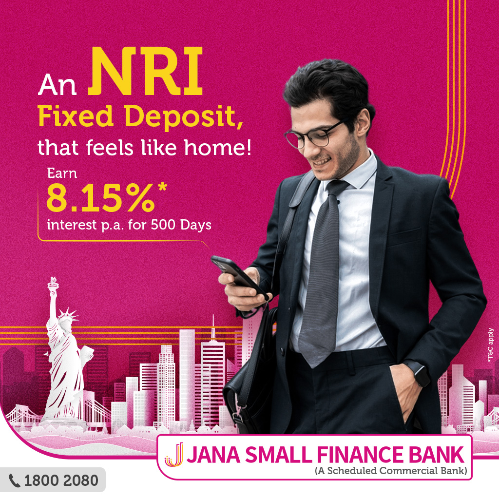 janabank's tweet photo. Earn higher interest on Fixed Deposits with Jana SFB’s NRI Fixed Deposits that give you attractive interest rates and flexible interest payout options.  

Call 080-68131056 or visit us at https://t.co/nwDFV4kLZG

#JanaBank #JanaSFB #Banking #EasyBanking #NRIFixedDeposits https://t.co/RsGk5iqfJO