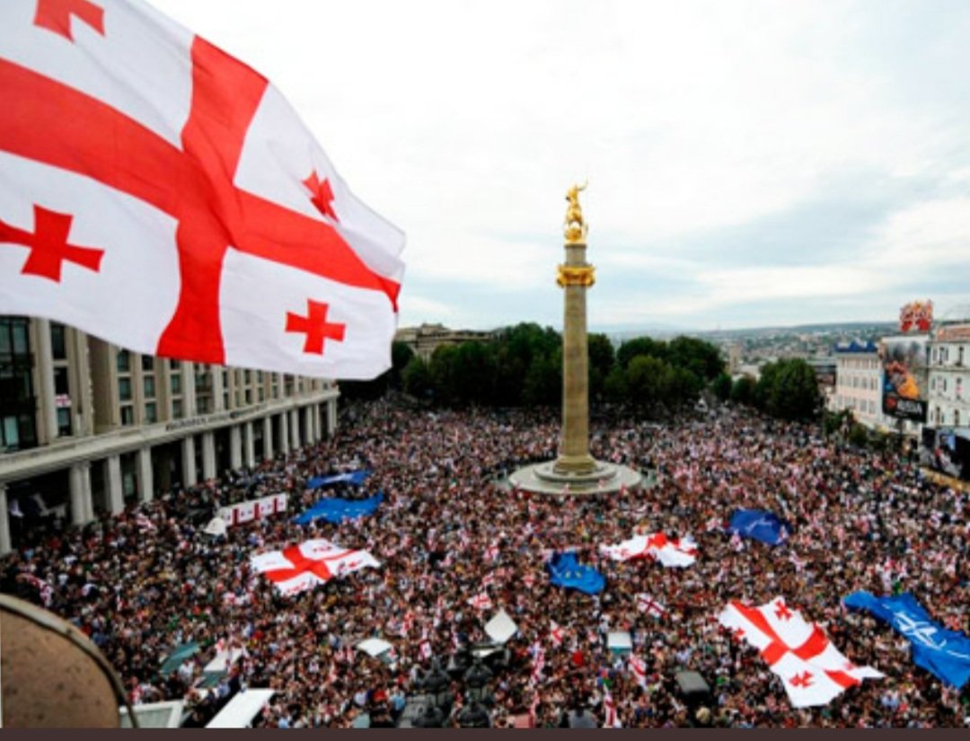 anano1970's tweet photo. The flag of the #EU🇪🇺 will always flying in #Georgia🇬🇪! Despite the fact that the pro-#Russian💩 government of Georgia is trying to sabotage #EU integration, it will not work for them, they will be defeated.  Because Georgian people believe that #Georgia 🇬🇪 is #Europe 🇪🇺 ! https://t.co/MZuicV3H7Z