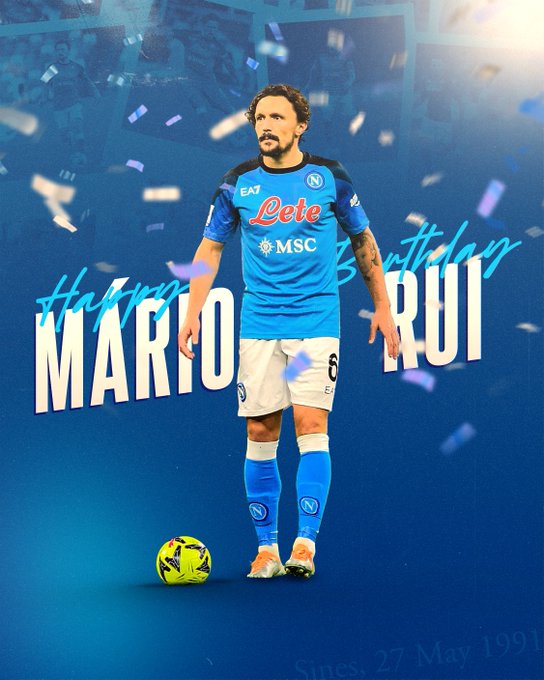 🎉 Happy birthday to Mario Rui, who turns 32 today! 

💙 #Napul3 #ForzaNapoliSempre #TuttoPerLei