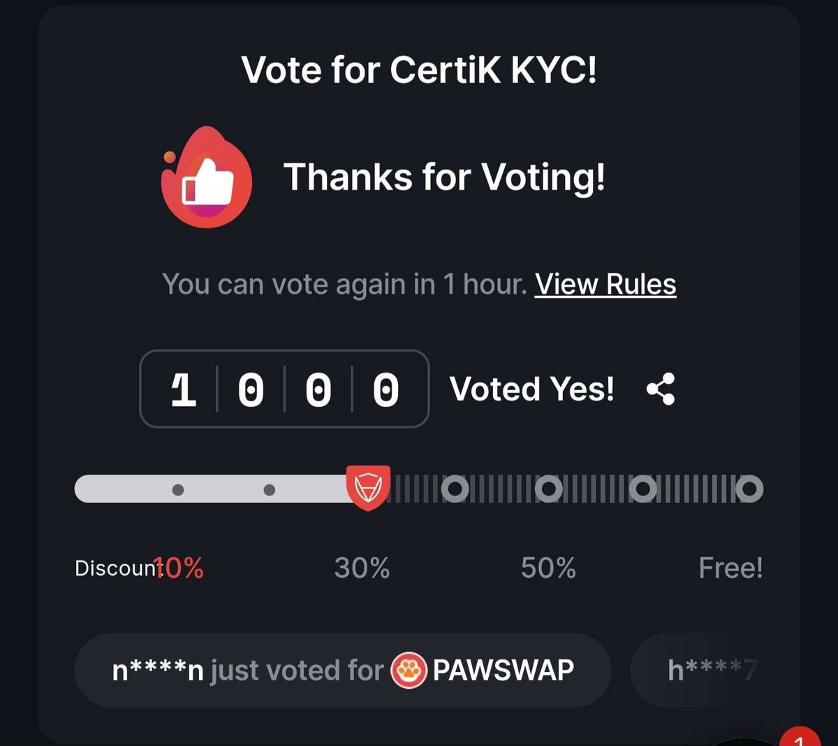 We reached 1000 votes on #Certik Thanks to all our community members for making this happen.
Let's aim for 10000 next!

#PAW #PAWSWAP