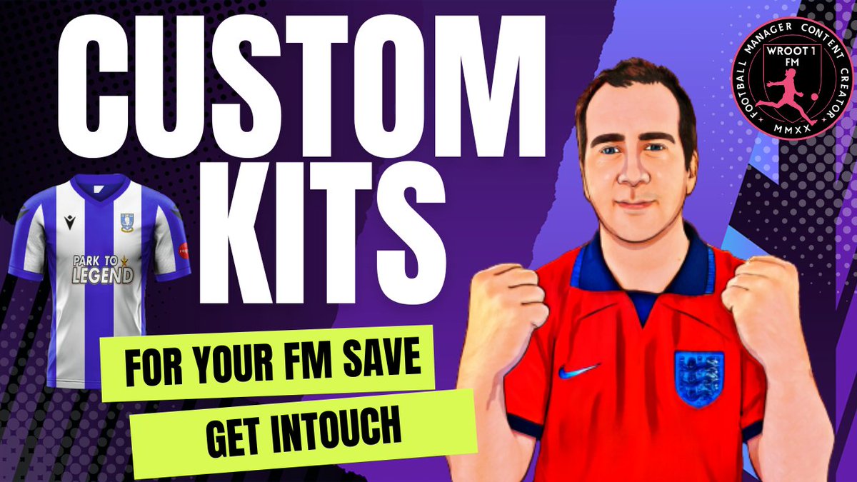 If you want #Custom #kits for your #FootballManager save.

Then get InTouch. 

2d and 3d and config files. 

Get intouch now and change your teams look.