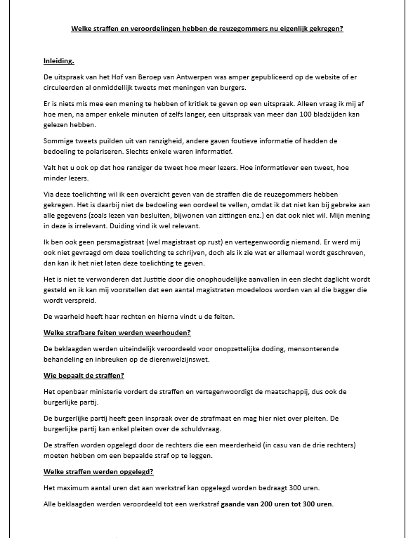jurinfo_eric's tweet photo. Welke straffen kregen de reuzegommers nu eigenlijk opgelegd? 
Gaat het enkel over een werkstraf en 400 euro geldboete? 
Wat houdt de werkstraf in? 
Wat gebeurt er als die niet wordt uitgevoerd? 
Welke schadevergoedingen moeten betaald worden? 
Quid met het strafregister.
Is er sprake van klassejustititie?

Op deze en andere vragen probeer ik zo een duidelijk mogelijk antwoord te geven in de hoop een einde te stellen aan al het fake nieuws dat her en der verspreid wordt.

De volledige toelichting kan u hier lezen: https://t.co/w69LvRfgD6

Via deze link kan u ook klikken op de verschillende links.

Hieronder vindt u de 4 eerste bladzijden.
#reuzegommers #sandadia