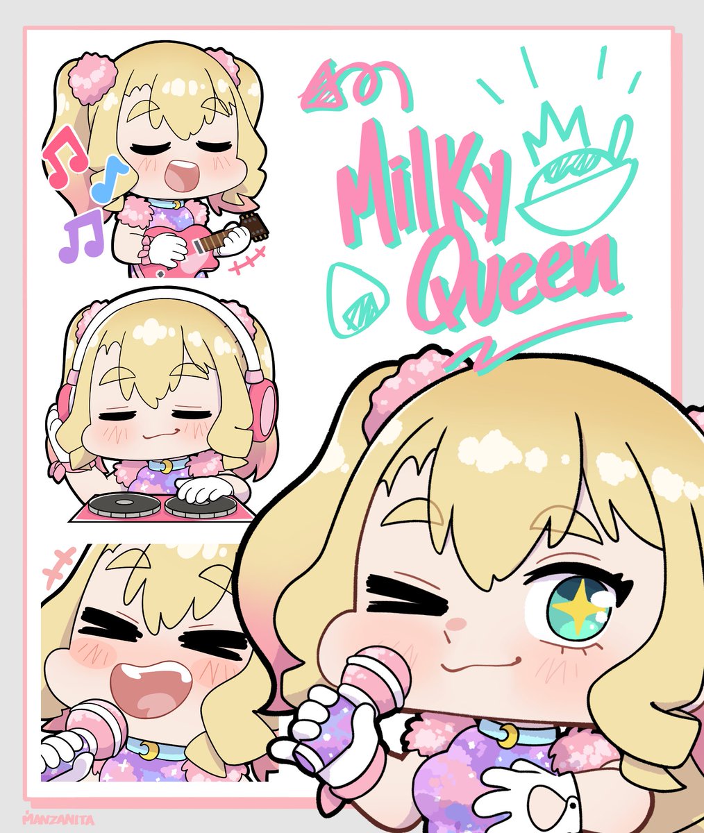 I was in charge of more new emotes and chibi art for the Milky Queen channel in twitch! 👑😊
