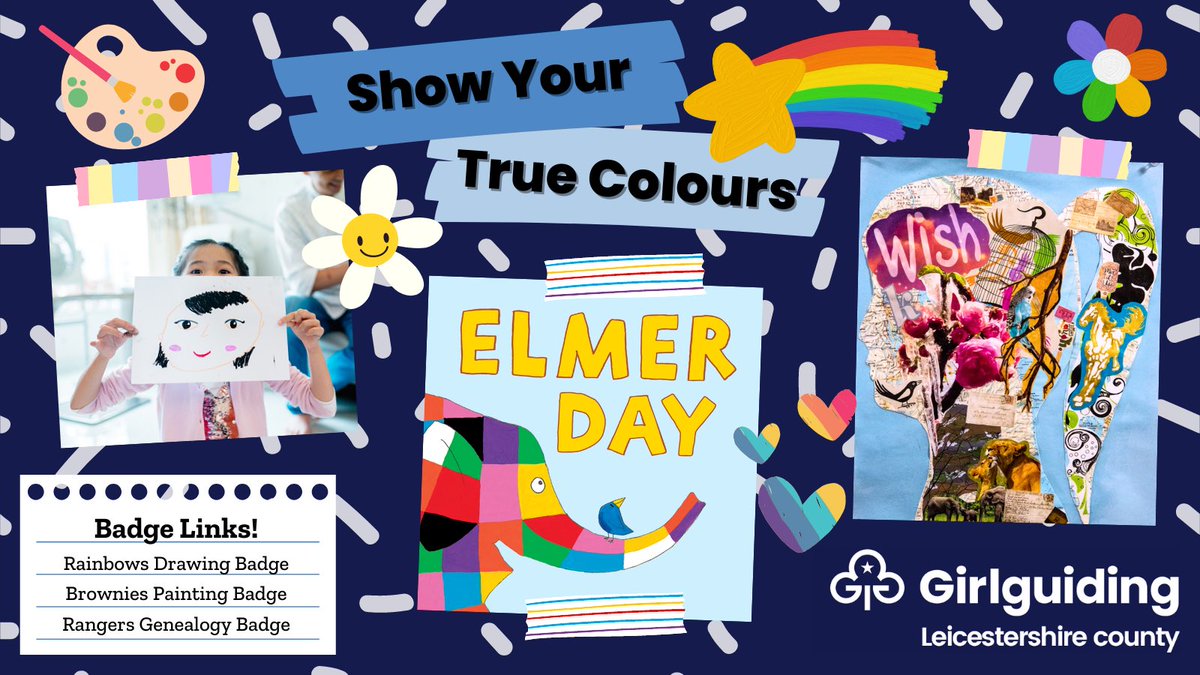 Today is the most colourful day of the year! It’s Elmer Day & we are celebrating inclusivity & friendship. Take inspiration by creating something using your own true colours whether it’s a painting, drawing or something completely different. 

#allgirlscandoanything #girlguiding
